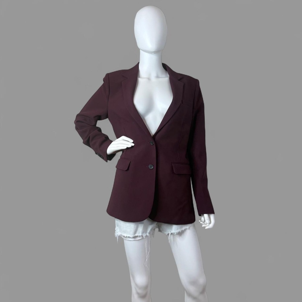 The Kooples Slit Zoom Burgundy Crepe Blazer NWT FR 40 US 8